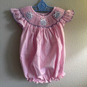 Lillie & Lilah Pink Smocked Pumpkin Romper Size 3 Months